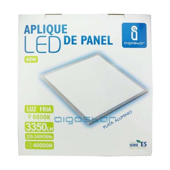 LED panel 600x600 40W meleg fehér fehér keret dugvillával