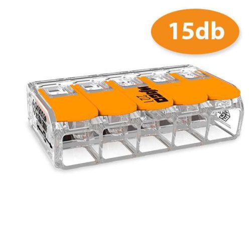 WAGO 221-615 Vezeték összekötő 5x0,2-6mm2 univerzális karos 15db-os csomag