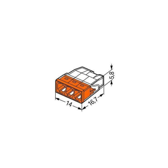 WAGO 2273-203 Vezeték összekötő 3x0-2,5mm2 átlátszó 24A narancs 100db-os csomag