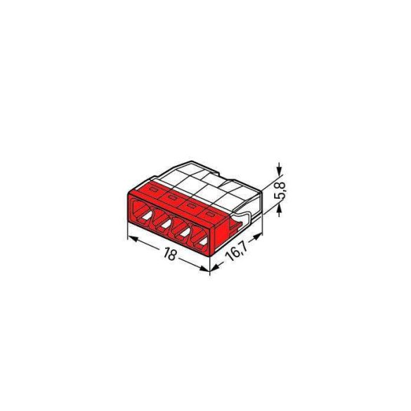 WAGO 2273-204 Vezeték összekötő 4x0-2,5 mm2 átlátszó 24A piros 100db-os csomag
