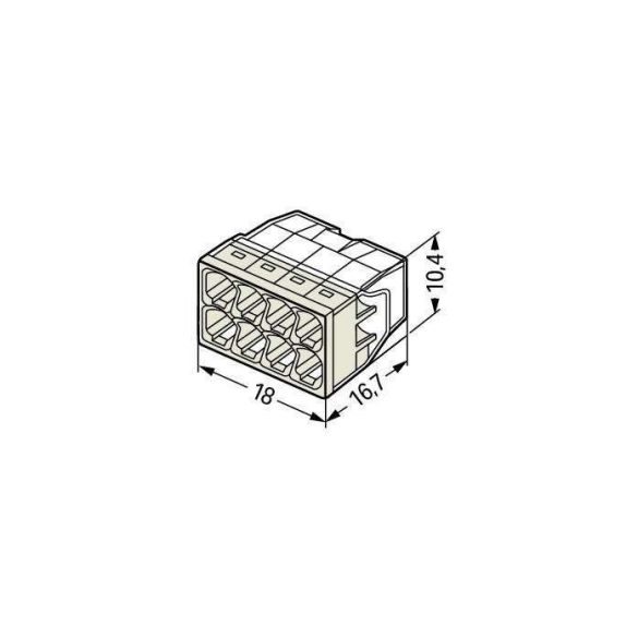 WAGO 2273-208 Vezeték összekötő 8x0-2,5mm2 átlátszó 24A fehér 50db-os csomag