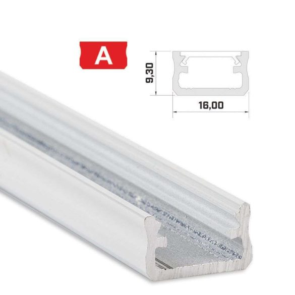 Led profil led szalagokhoz Standard fehér 1 méteres alumínium