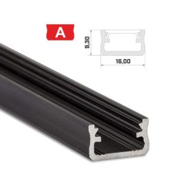 LED Alumínium Profil Standard [A] Fekete 3 méter