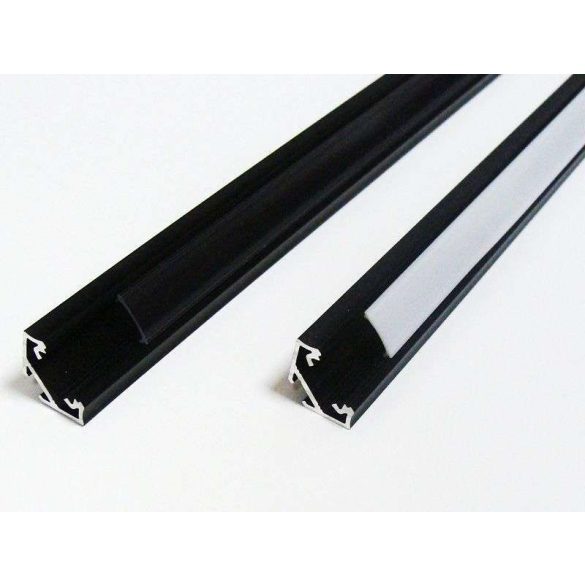 LED Alumínium Profil Sarokba rögzíthető [C] Fekete 3 méter