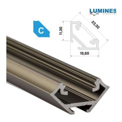   LED Alumínium Profil Sarokba rögzíthető [C] Bronz 3 méter