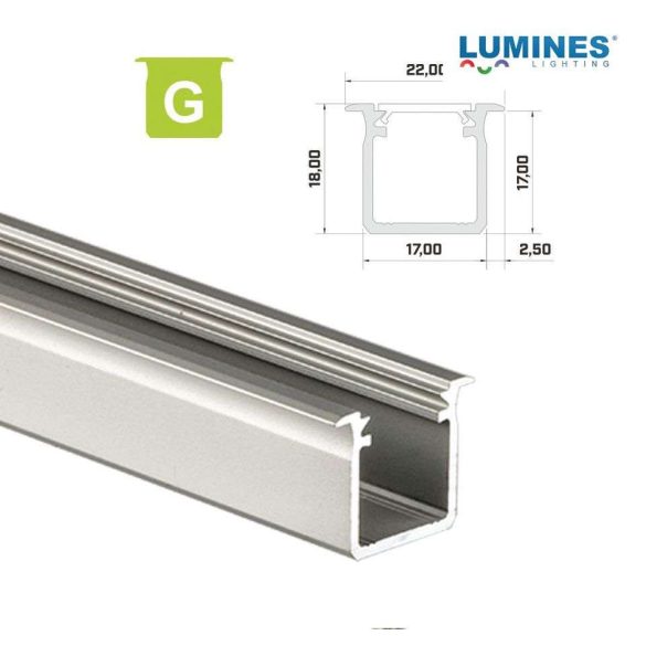 LED Alumínium Profil Beépíthető Mély [G] Ezüst 3 méter