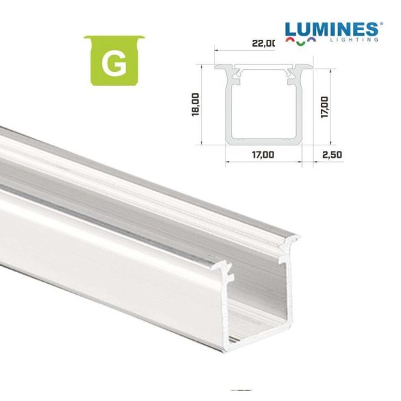 LED Alumínium Profil Beépíthető Mély [G] Fehér 3 méter