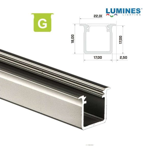 LED Alumínium Profil Beépíthető Mély [G] Natúr 3 méter