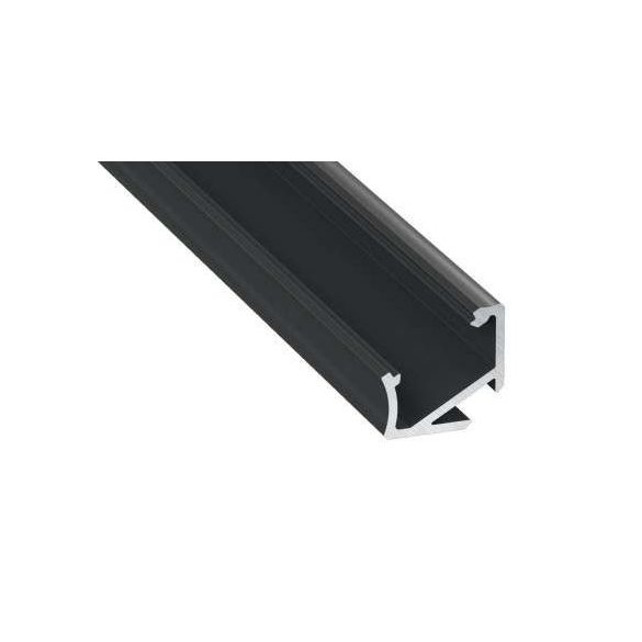 LED Alumínium Profil Asszimetrikus Sarokba rögzíthető [H] Fekete 3 méter