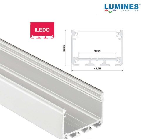 Led profil led szalagokhoz Széles Magas Fehér 1 méteres alumínium