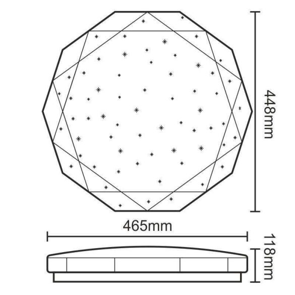 NEDES LED mennyezeti lámpa gyémánt forma 50W csillogó szabályozható távirányítóval