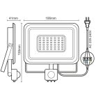 Nedes Led Reflektor 10W 4000K IP65 Fekete Mozgásérzékelővel