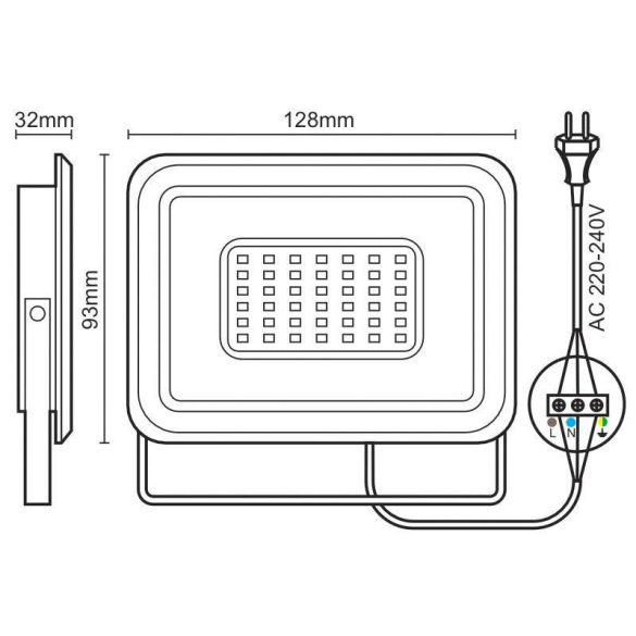 Nedes Led Reflektor 20W 4000K IP65 Fekete 