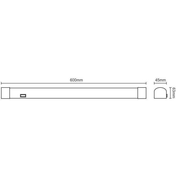 NEDES LED bútorvilágítás 60cm ezüst 15W természetes fehér IP44 4,5cm széles