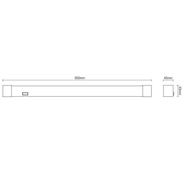 NEDES LED bútorvilágítás 60cm ezüst szögletes 15W természetes fehér IP44 4,5cm széles