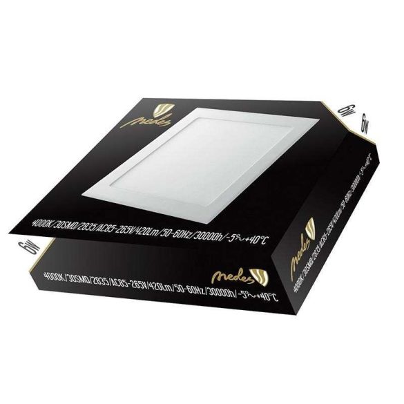 NEDES beépíthető mini led panel négyszögletes 6W természetes fehér - külső táppal