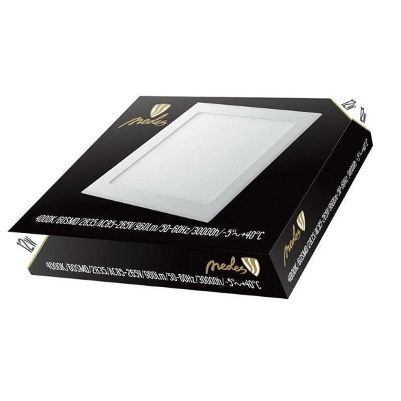 NEDES beépíthető mini led panel négyszögletes 12W természetes fehér - külső táppal