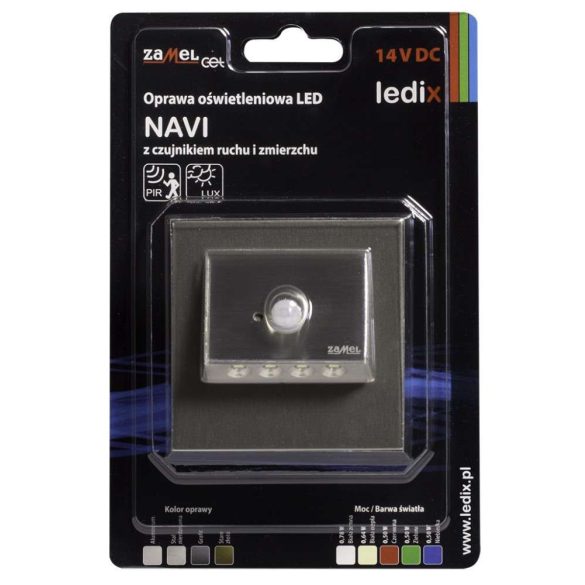 ZAMEL LEDES  Lépcső lámpa Beépíthető NAVI 14V Inox keret Meleg fehér Beépített érzékelővel