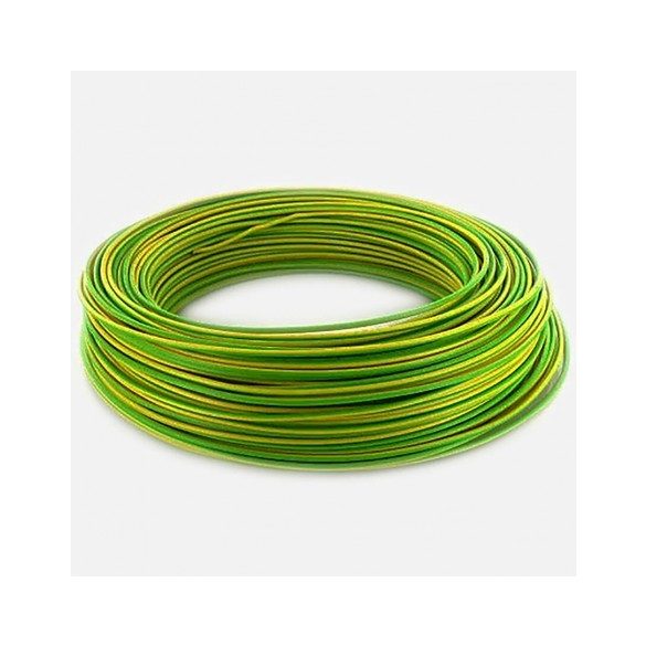 MCu 2,5mm2 tömör réz erű zöld/sárga vezeték PVC szigeteléssel. H07V-U 2,5