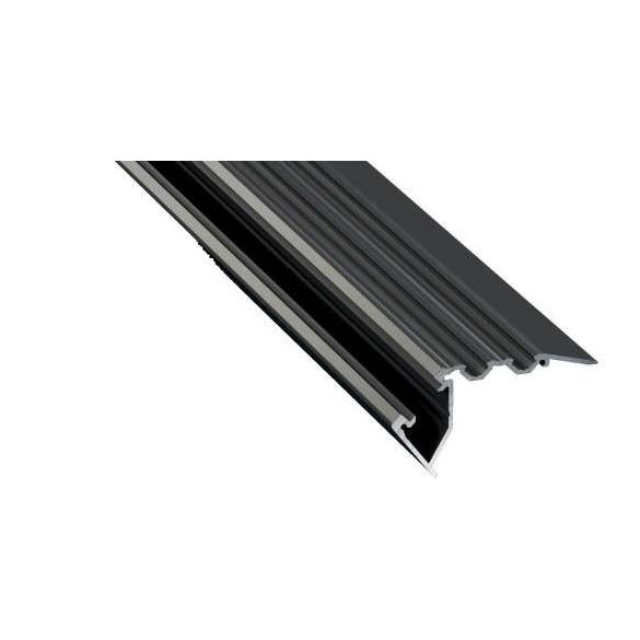 LED Alumínium Lépcső Profil SCALA Fekete 3 méter