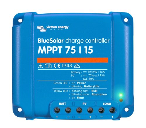 MPPT 75/15A 12/24V Napelemes töltésvezérlő Victron Energy BlueSolar