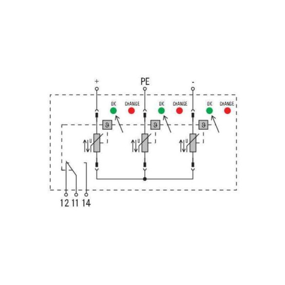 Weidmüller Túlfeszültség levezető - VPU PV I+II 3 R 1000 E távfigyelmeztető funkcióval