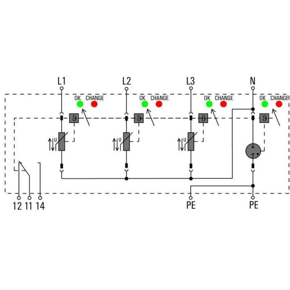 Weidmüller Túlfeszültség levezető - VPU AC II 3+1 R 300/50 távfigyelmeztető funkcióval