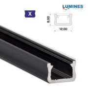 LED Alumínium Profil Keskeny [X] Fekete 2,02 méter