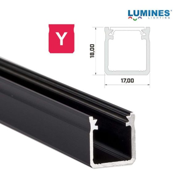 LED Alumínium Profil Magas falú [Y] Fekete 3 méter